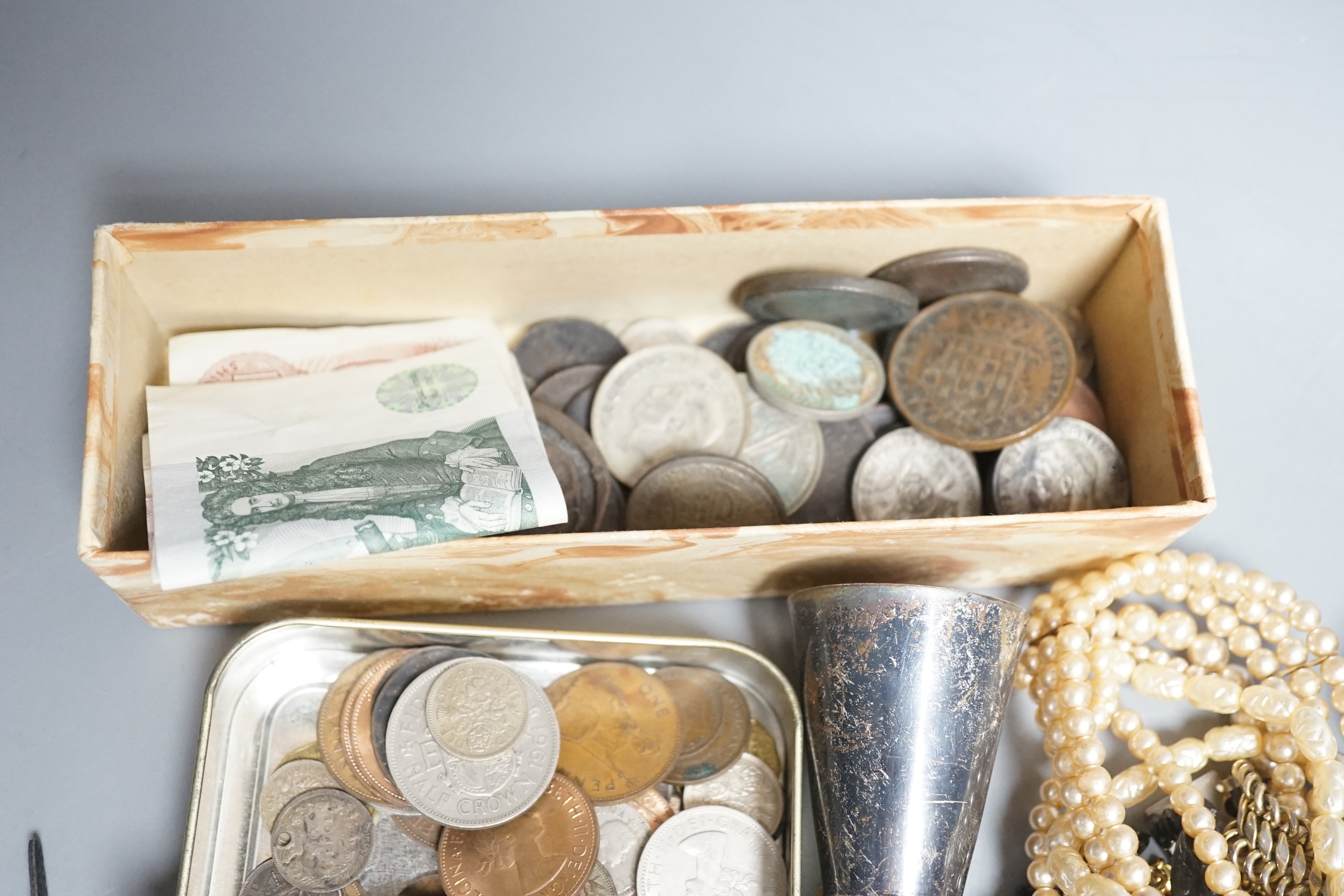 A quantity of mixed coinage and ephemera